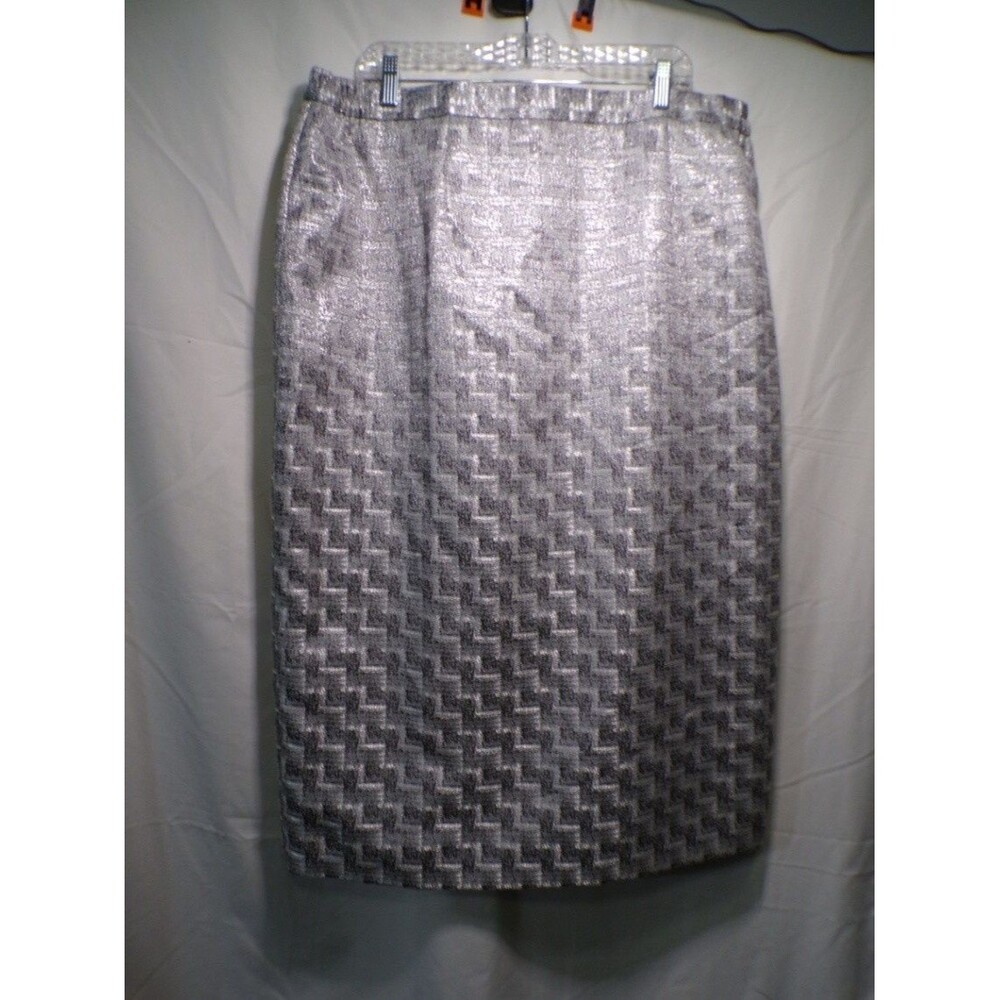 Nina Massini Silver Metallic Jacquard Pencil Skirt Size 20 Knee Length